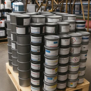 Overstock printing press inks purchased in bulk by Dubai Silver for recycling and recovery